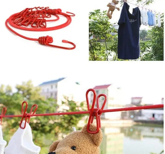 HangSmart ClipDry Rope – full product with 12 clips